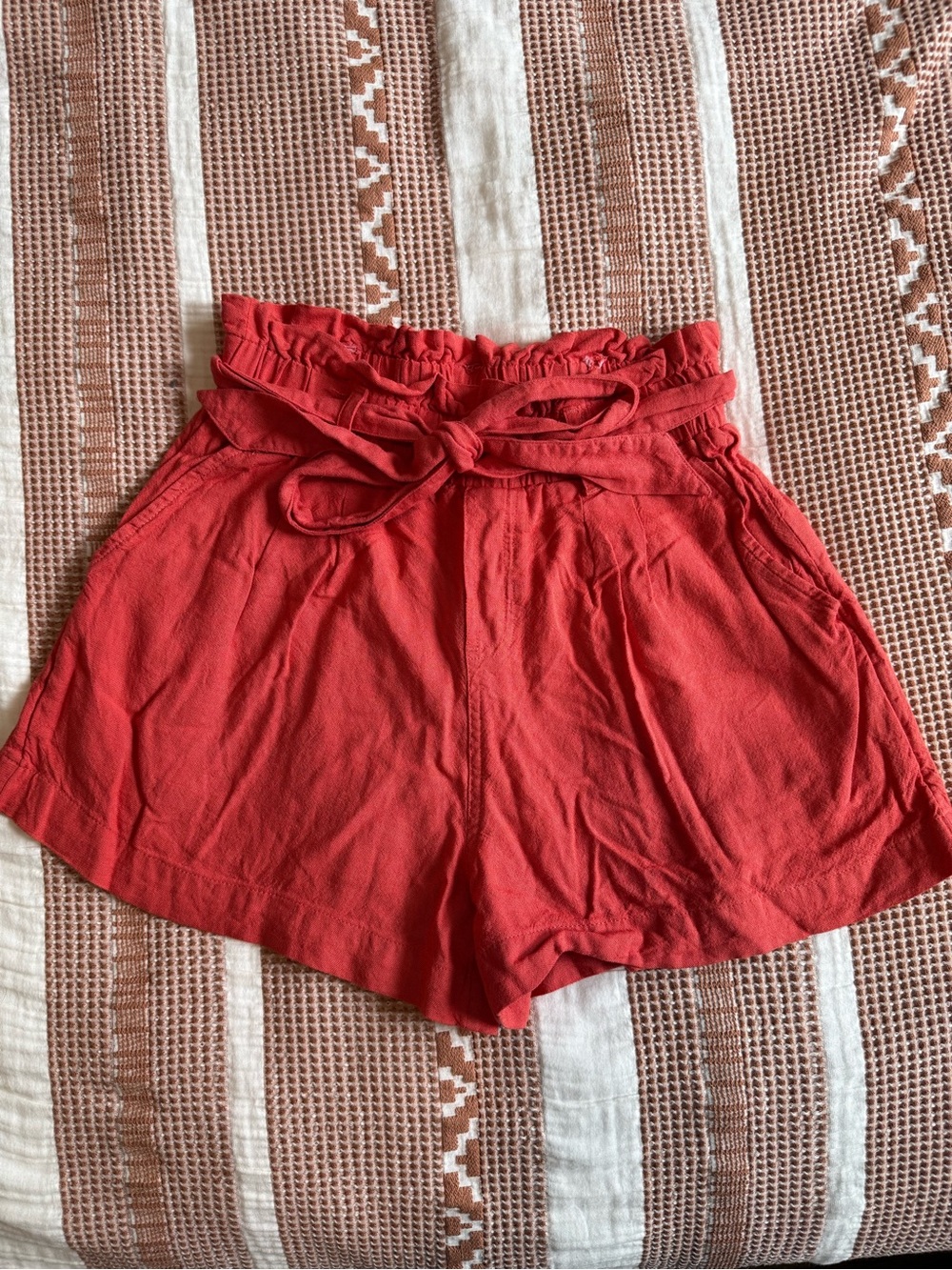 American Eagle Outfitters Red Paperbag Waist Tie Shorts